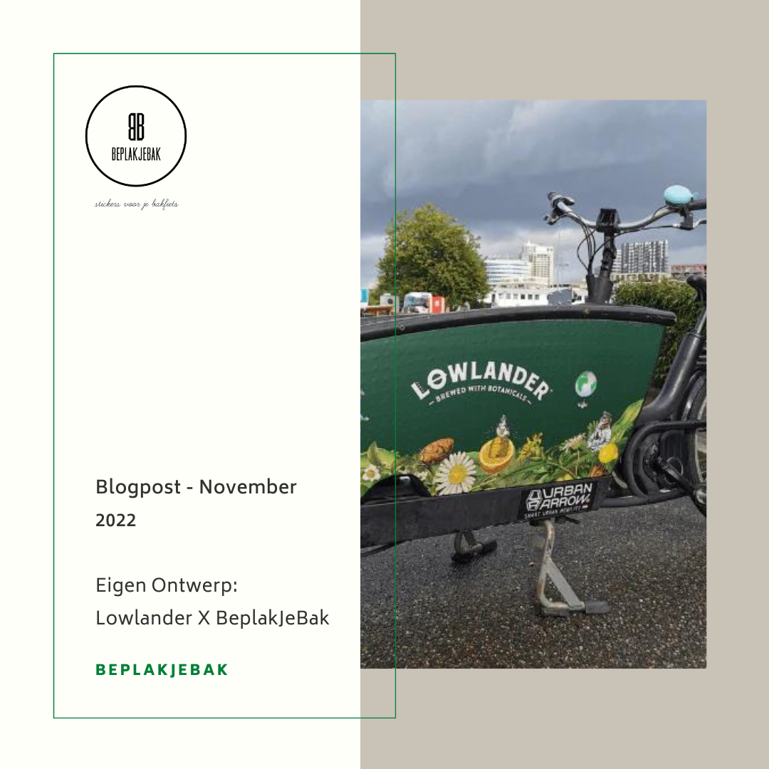 lowlander beer eigen ontwerp bakfiets sticker voor de urban arrow family